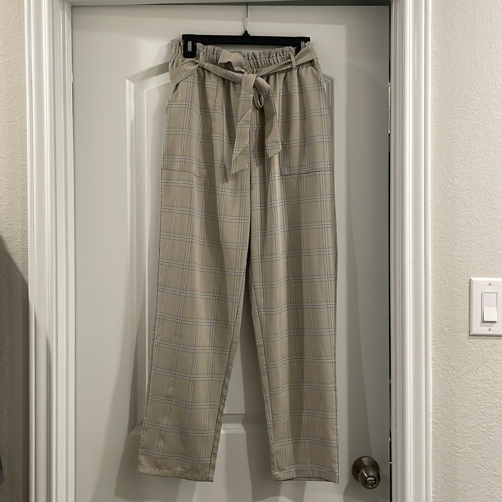 Tan Plaid Work Pants